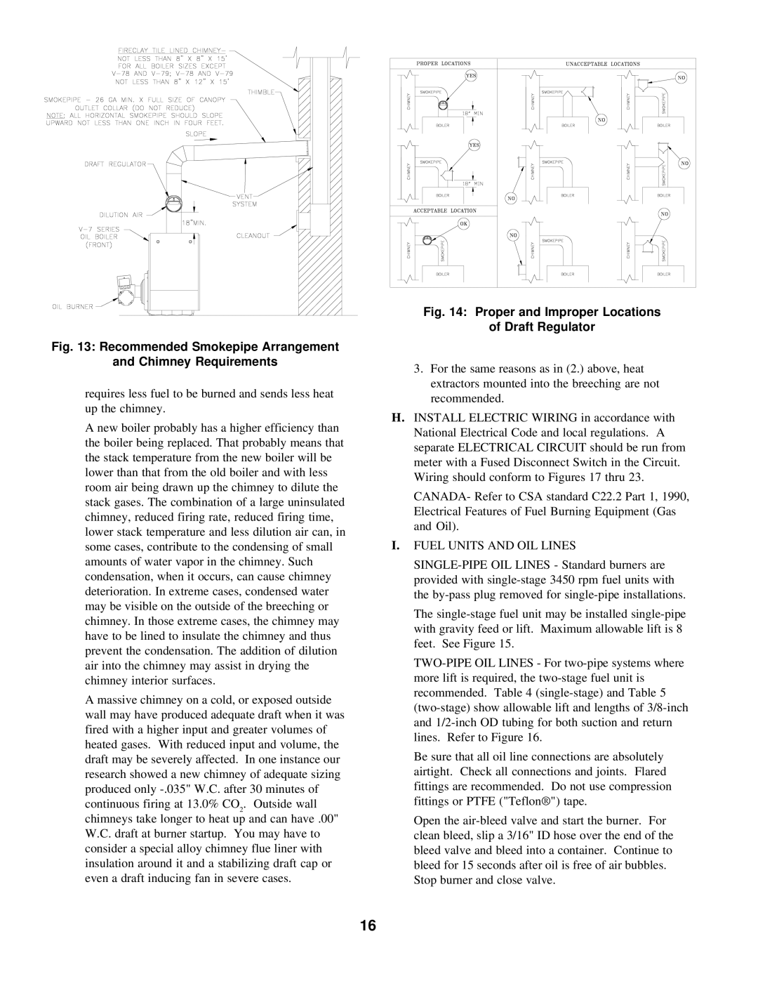 Burnham V7 SERIES manual Recommended Smokepipe Arrangement Chimney Requirements, Fuel Units and OIL Lines 