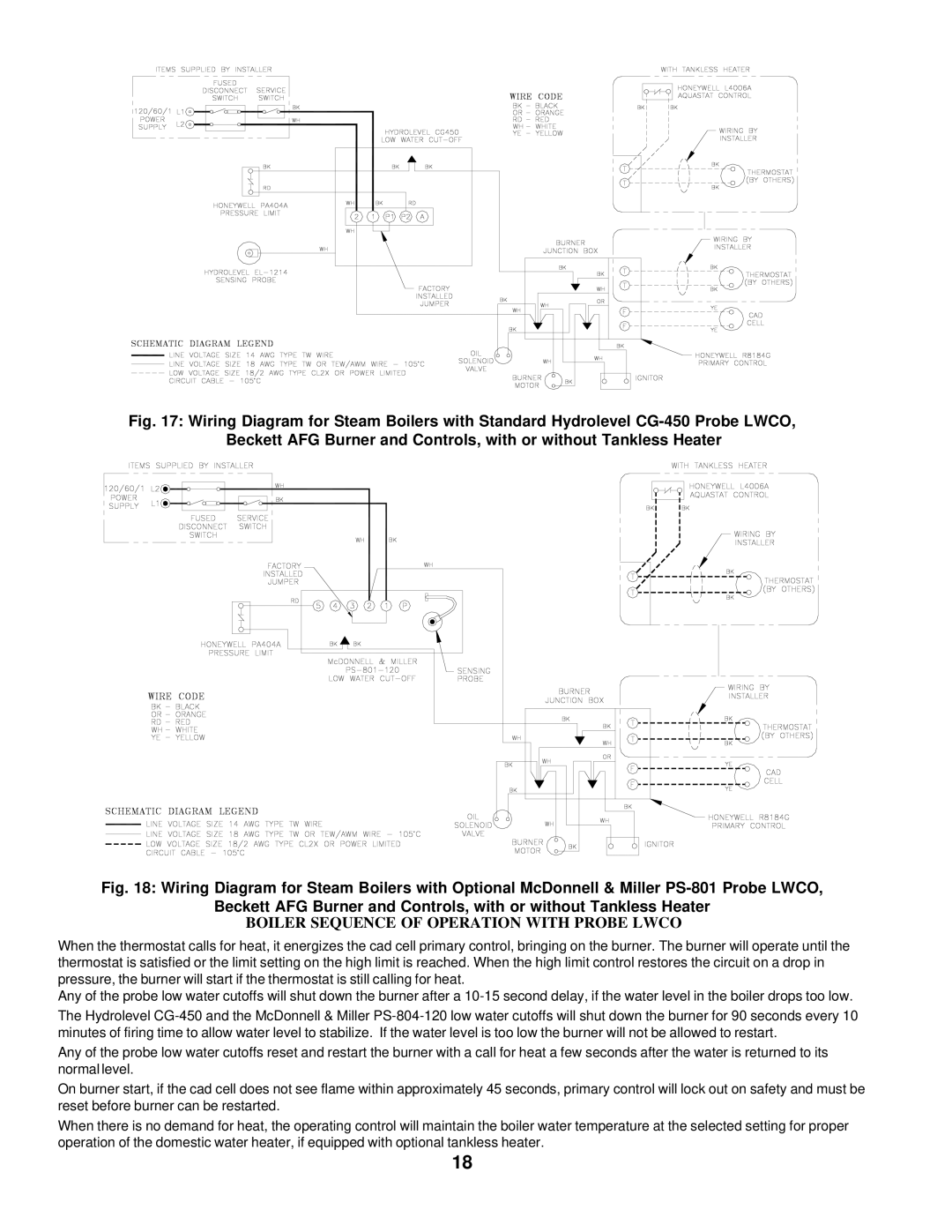 Burnham V7 SERIES manual Boiler Sequence of Operation with Probe Lwco 