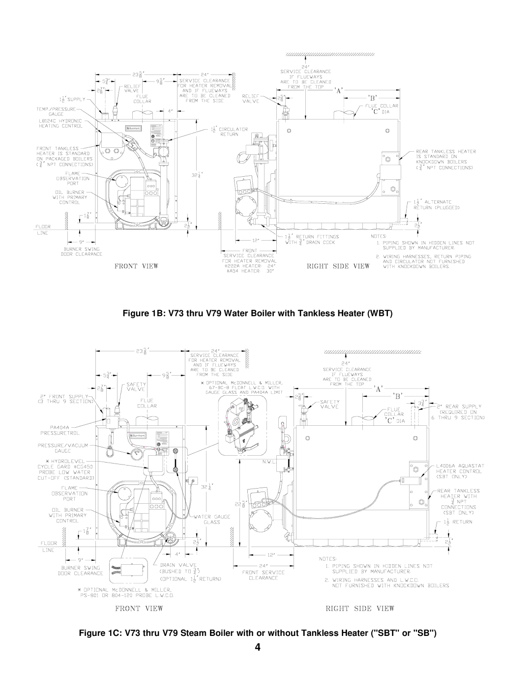 Burnham V7 SERIES manual V73 thru V79 Water Boiler with Tankless Heater WBT 