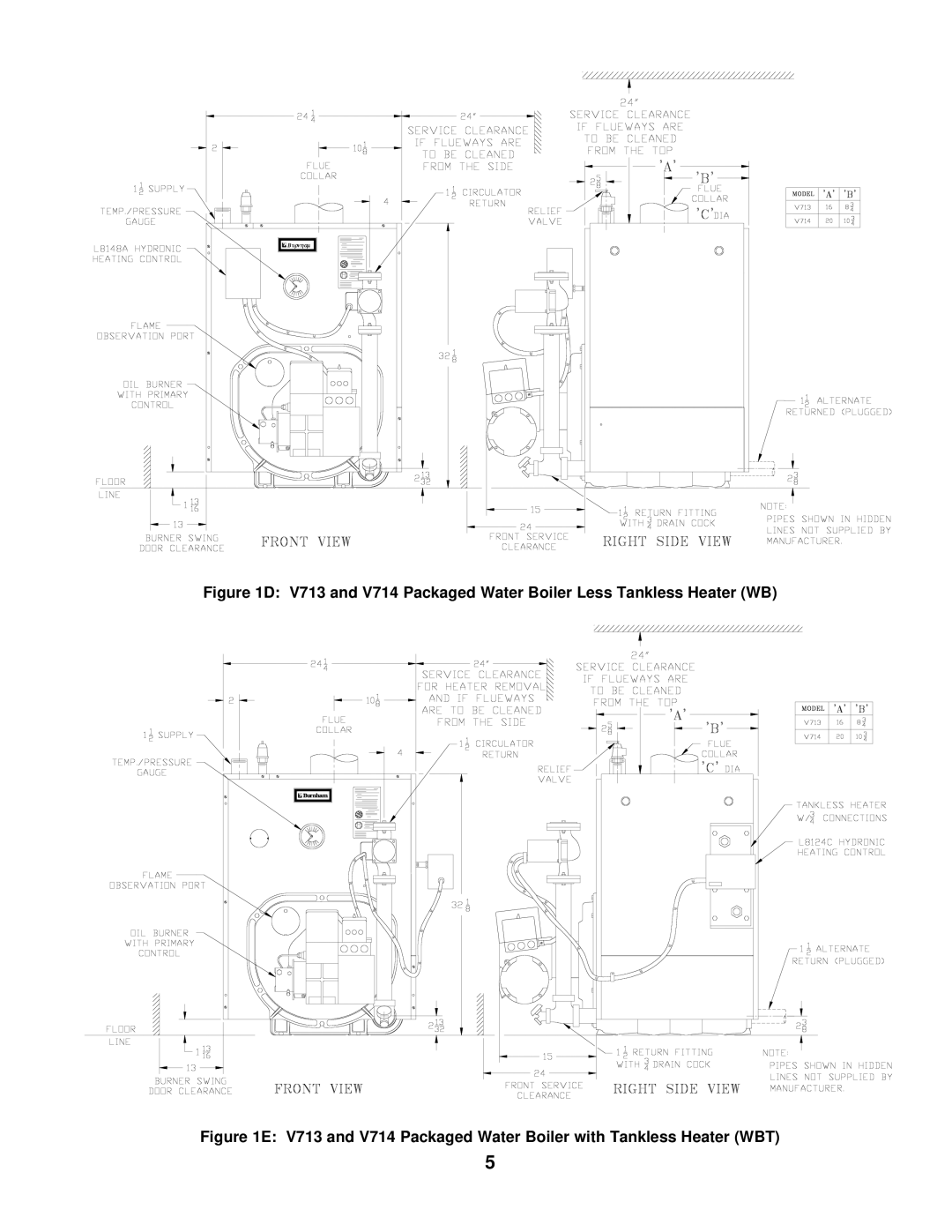 Burnham V7 SERIES manual V713 and V714 Packaged Water Boiler Less Tankless Heater WB 