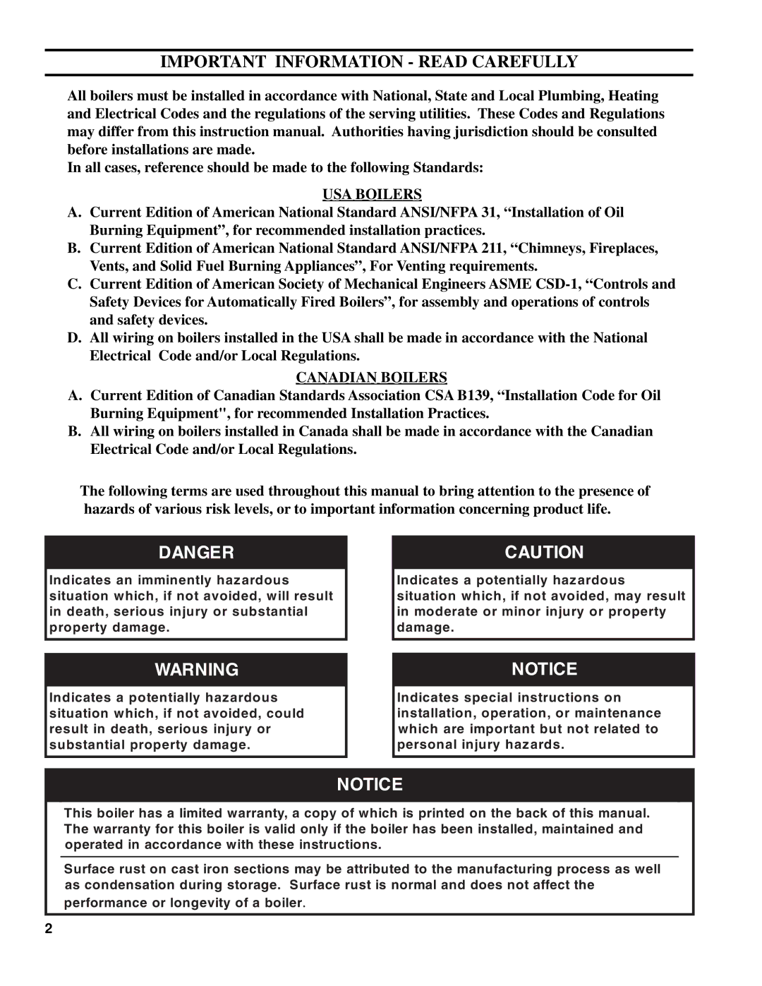 Burnham V8 Series manual Important Information Read Carefully, USA Boilers 