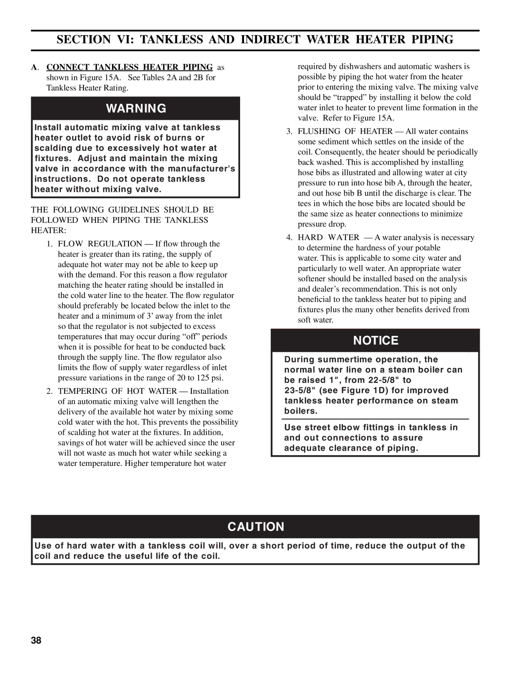 Burnham V8 Series manual Section VI Tankless and Indirect Water Heater Piping 