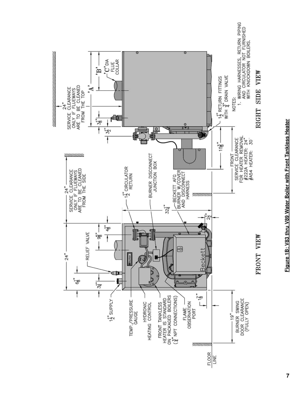 Burnham V8 Series manual V83 thru V89 Water Boiler with Front Tankless Heater 