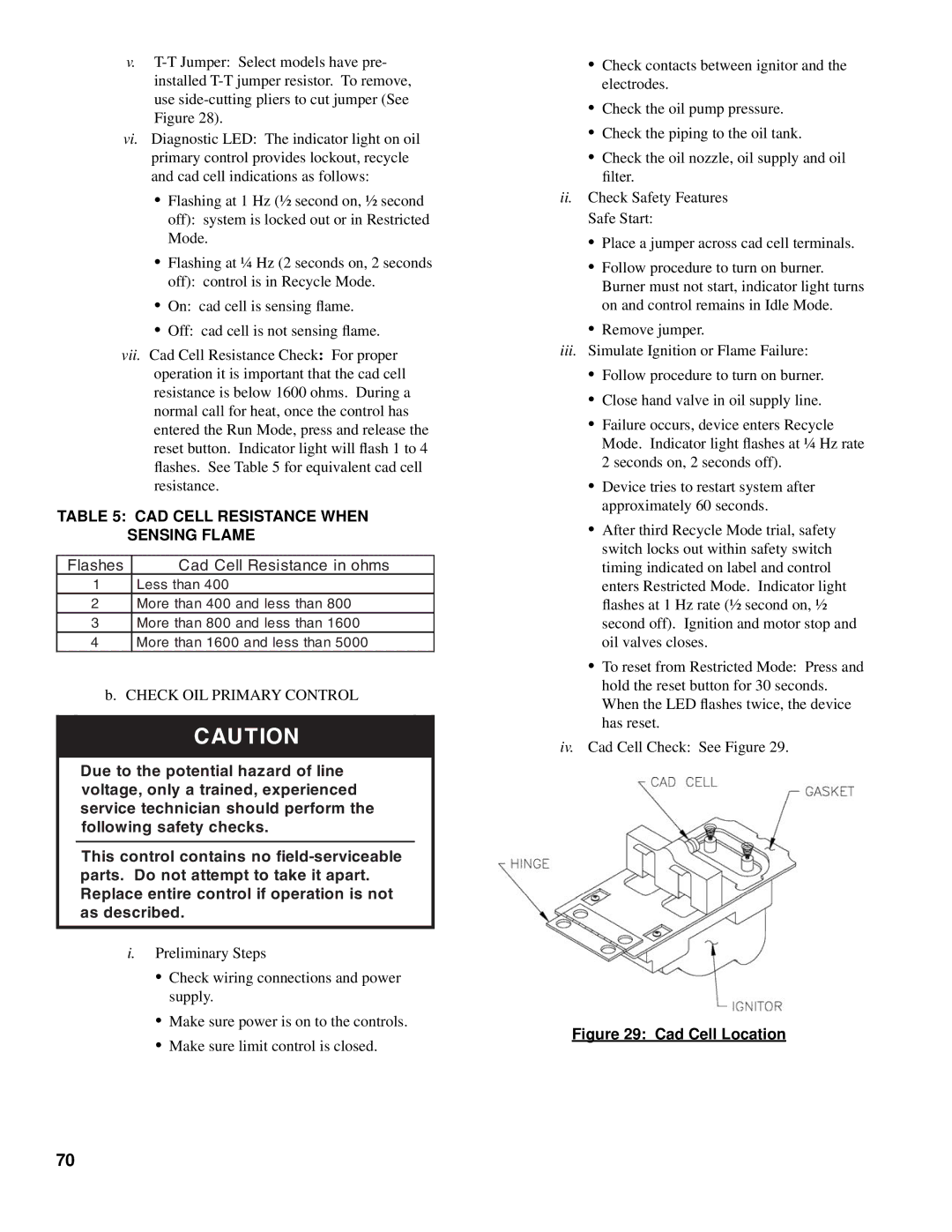 Burnham V8 Series manual CAD Cell Resistance When Sensing Flame 