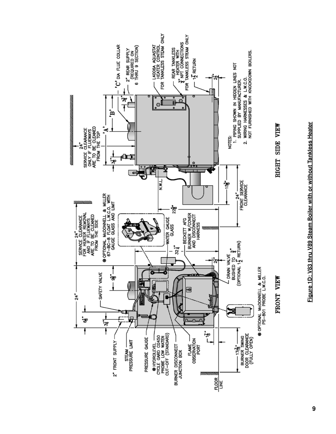 Burnham V8 Series manual V83 thru V89 Steam Boiler with or without Tankless Heater 