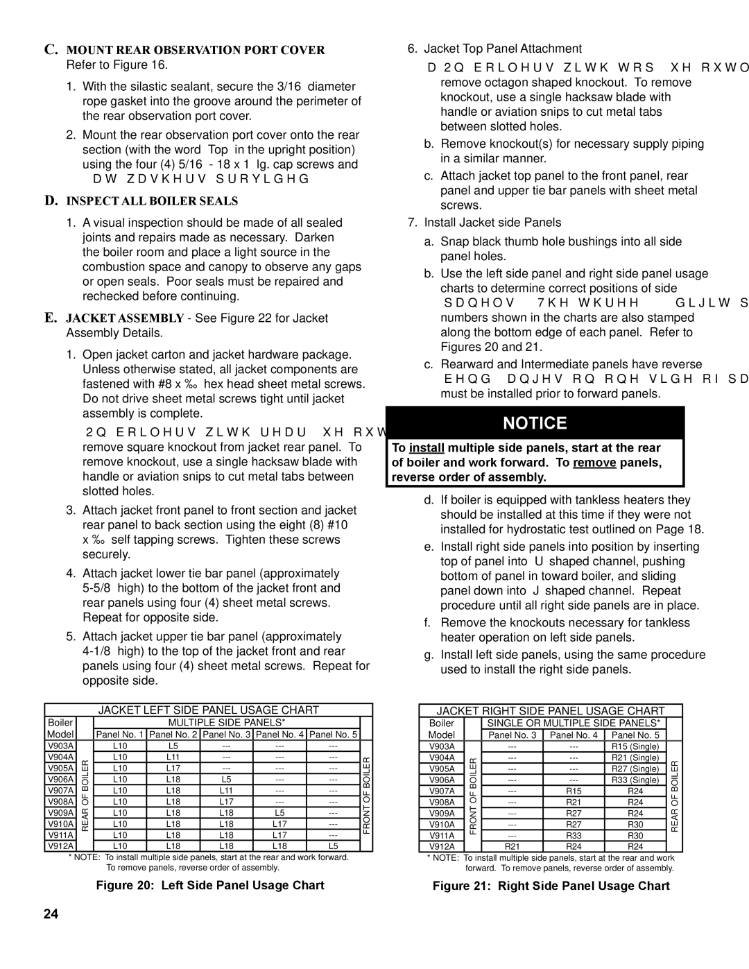 Burnham V9A manual Mount Rear Observation Port Cover Refer to Figure, Inspect ALL Boiler Seals 