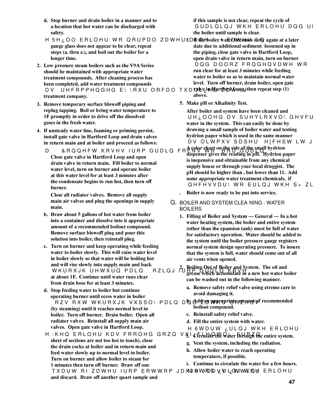 Burnham V9A manual Boiler and System Cleaning Water Boilers 