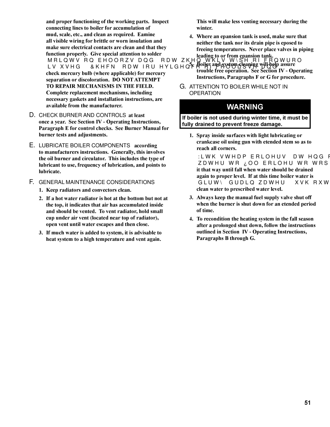 Burnham V9A manual General Maintenance Considerations 