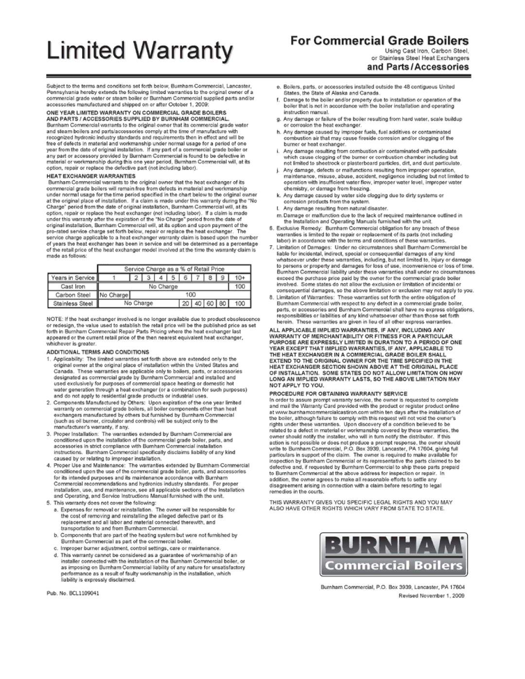 Burnham V9A manual 