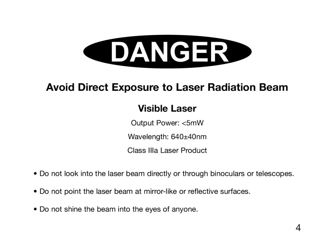 Burris XT-120 manual Avoid Direct Exposure to Laser Radiation Beam, Visible Laser 