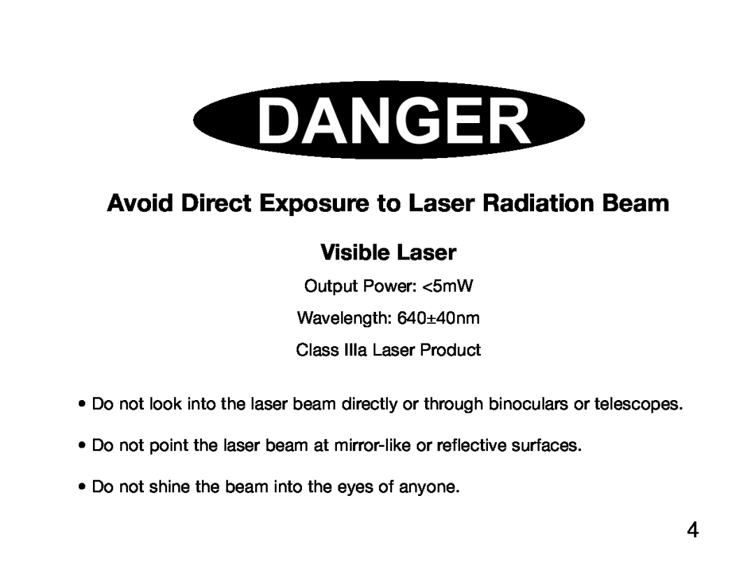 Burris XT-120 manual Avoid Direct Exposure to Laser Radiation Beam, Visible Laser 