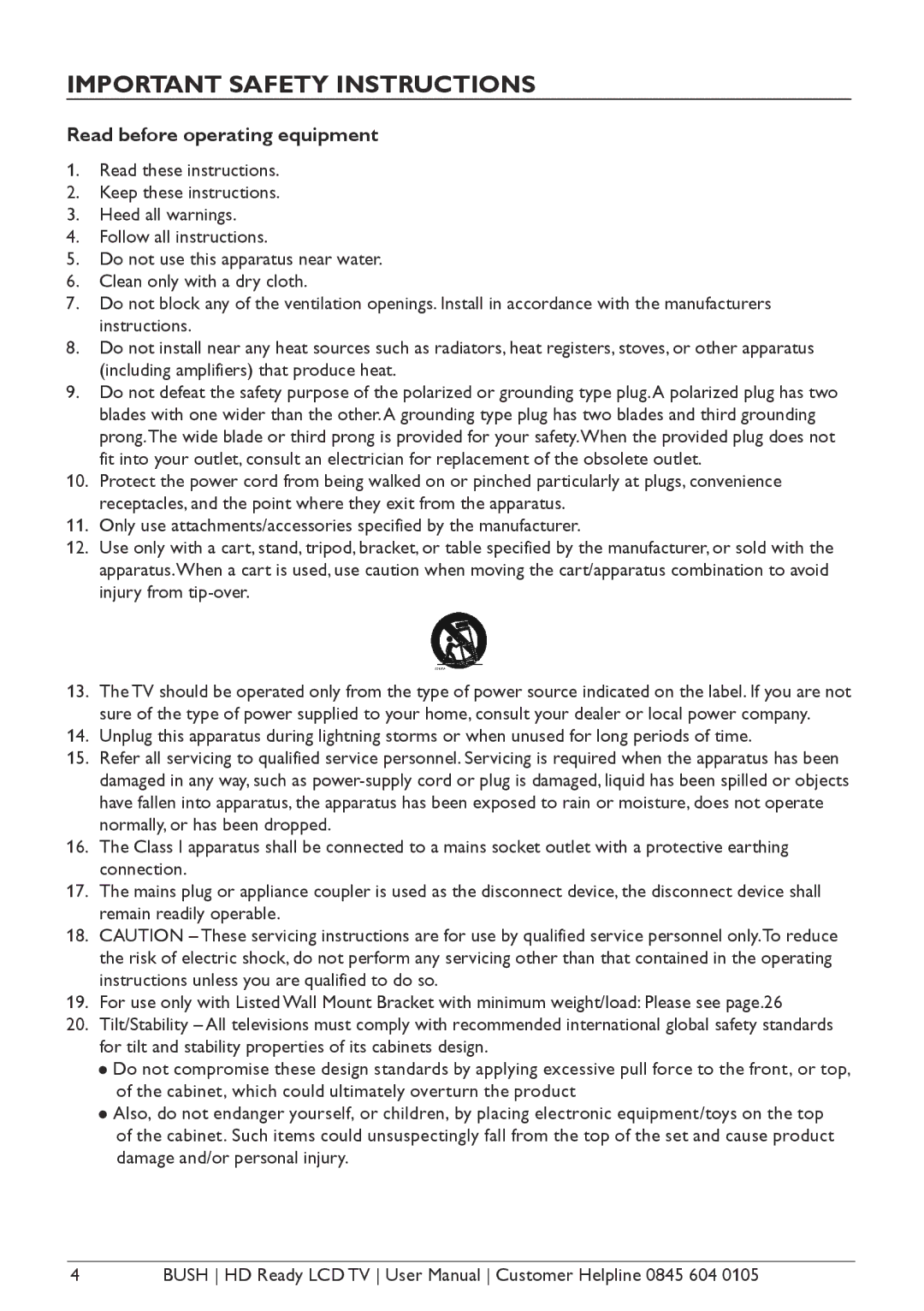 Bush A632N, Aseries, A626N, A642N instruction manual Important Safety Instructions, Read before operating equipment 