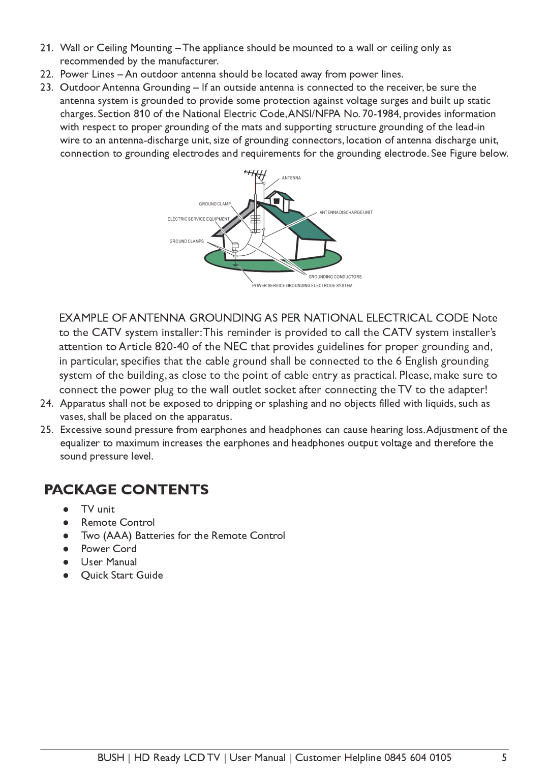 Bush Aseries, A632N, A626N, A642N instruction manual Package Contents 