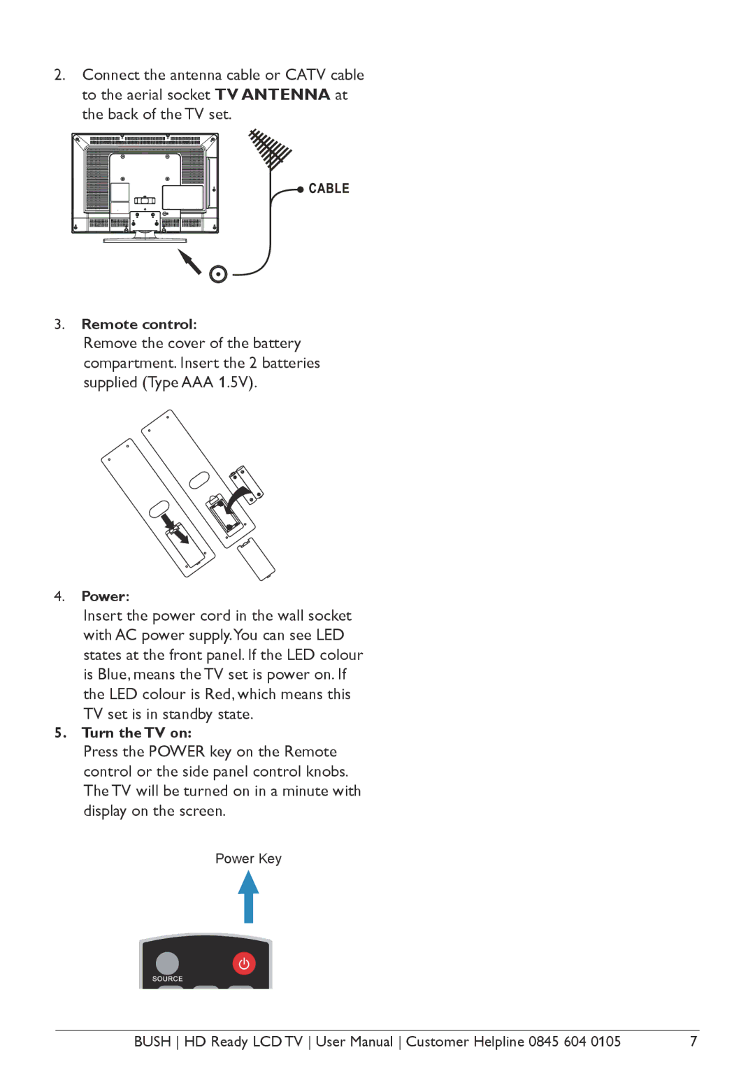 Bush A642N, A632N, Aseries, A626N instruction manual Remote control 