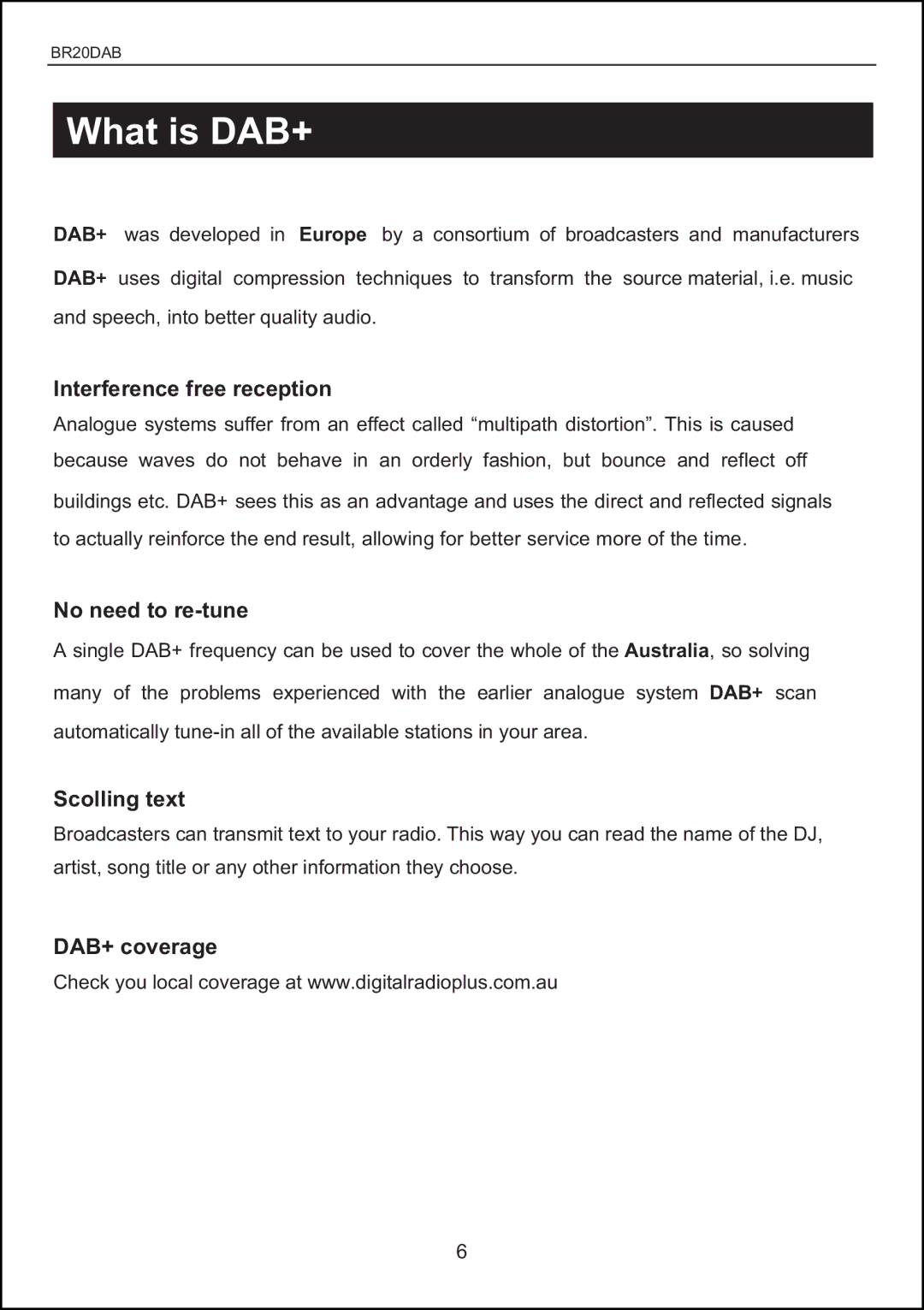 Bush BR20DAB instruction manual What is DAB+ 