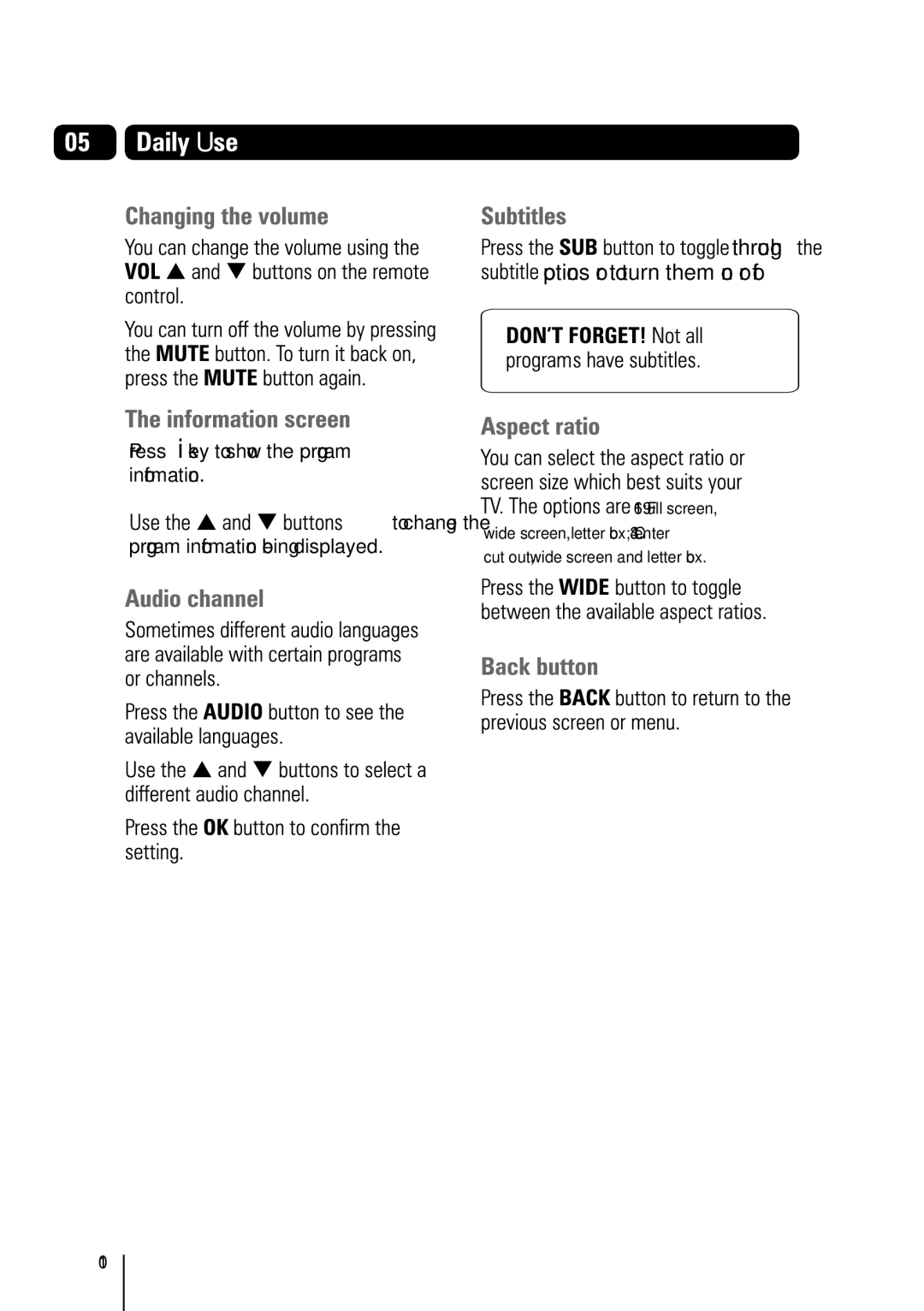 Bush BVR501FV manual Through options or to turn them on or off 