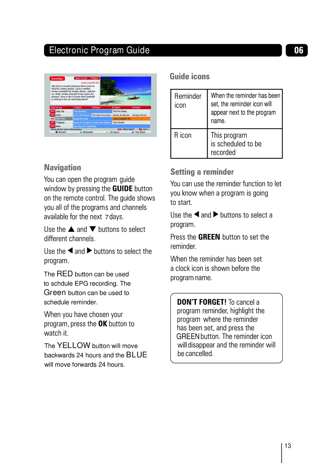 Bush BVR501FV manual Electronic Program Guide 