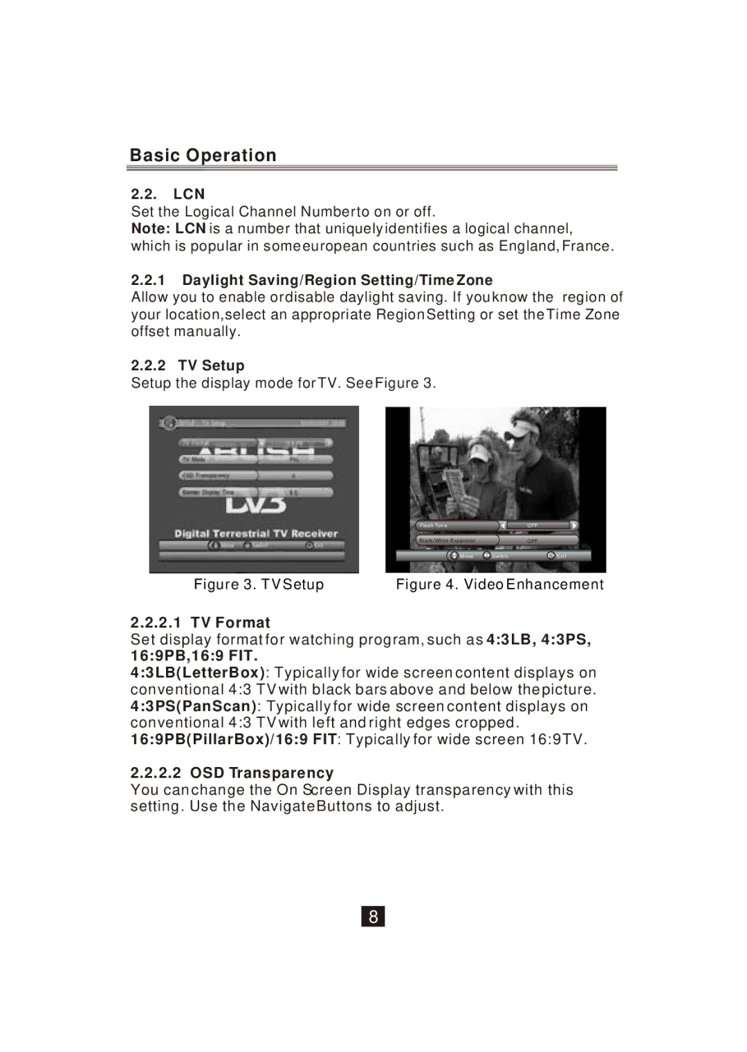 Bush DFTA2 Lcn, Daylight Saving/Region Setting/Time Zone, TV Setup, TV Format, 169PB,169 FIT, OSD Transparency 