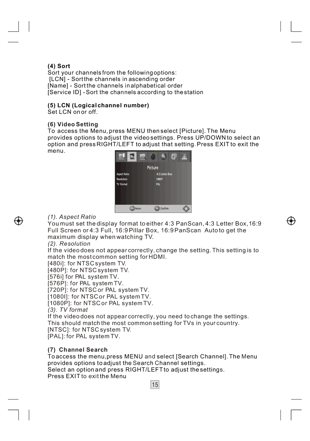 Bush DFTA46R manual Video Setting, Channel Search 