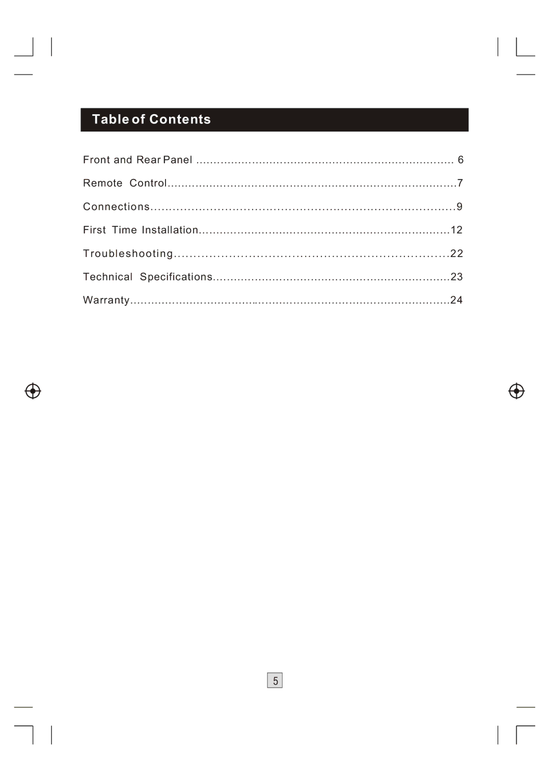 Bush DFTA46R manual Table of Contents 