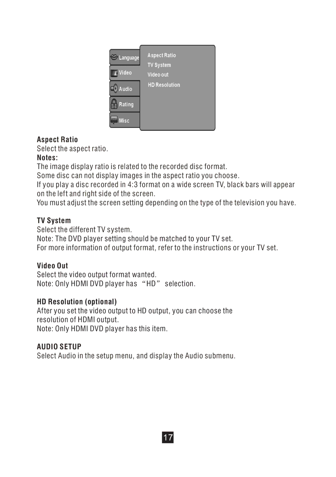 Bush DFTA49DVD instruction manual TV System, Video Out, HD Resolution optional 