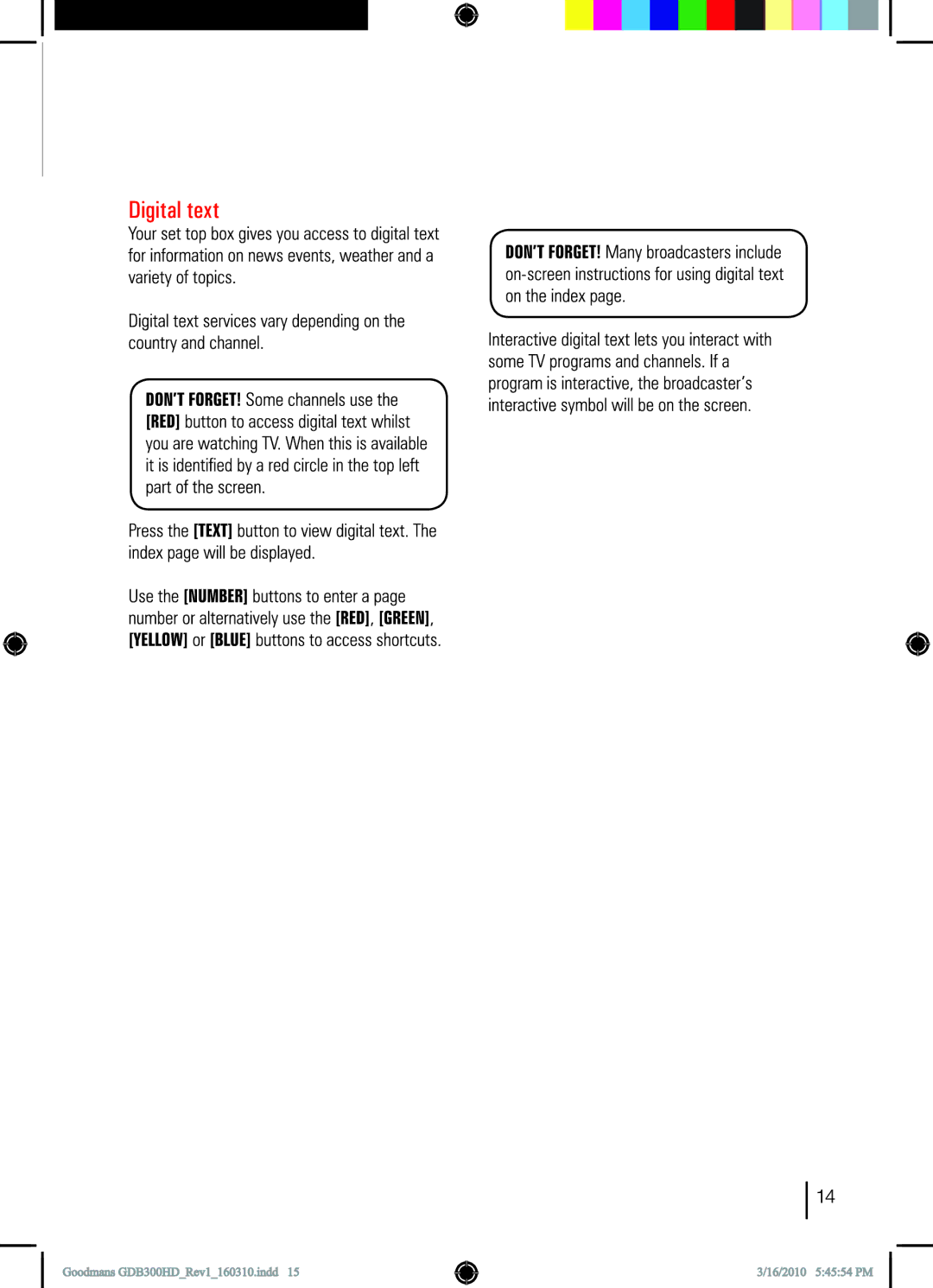 Bush DFTA50FVE instruction manual 