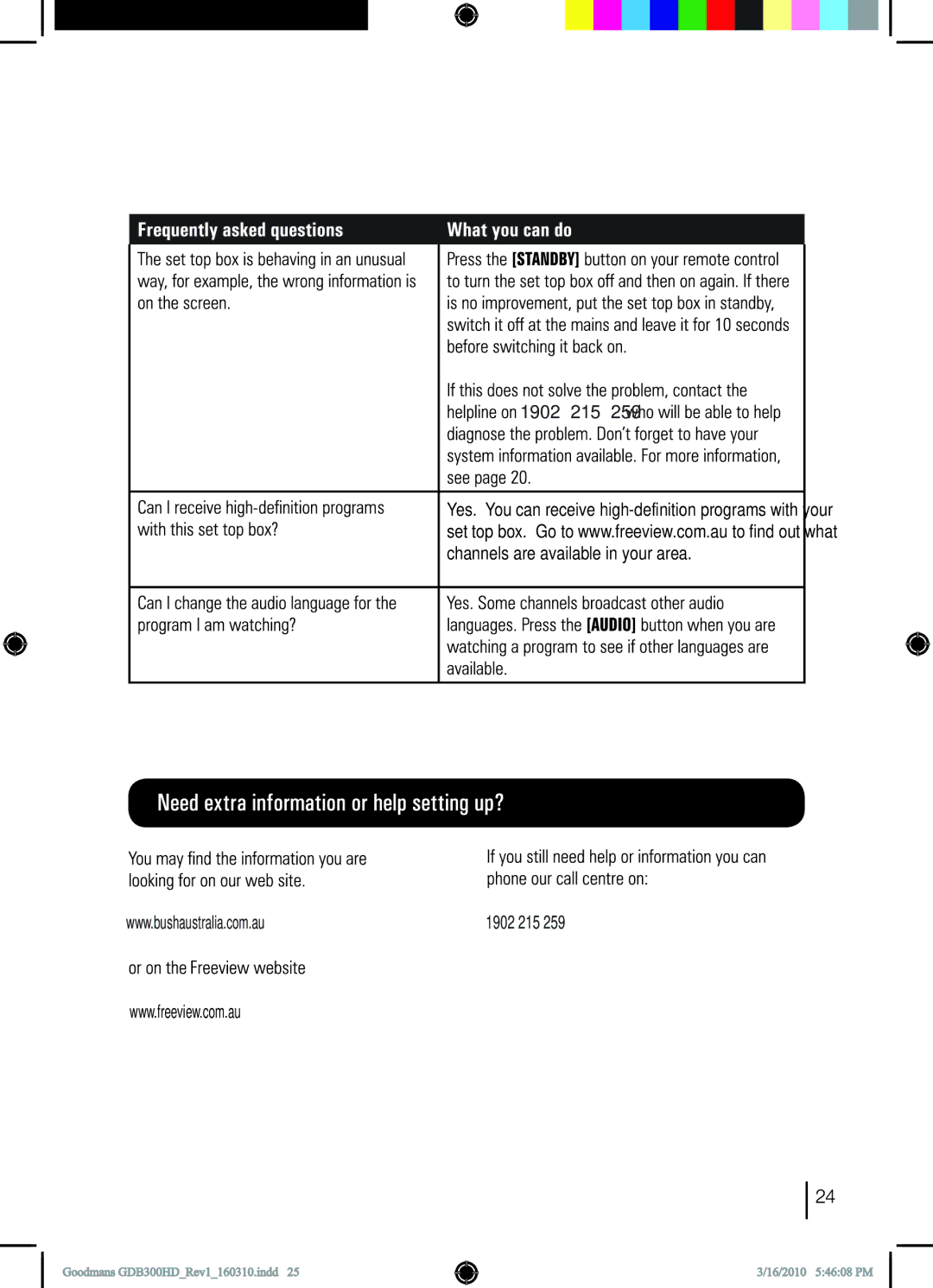 Bush DFTA50FVE instruction manual 1902 215 