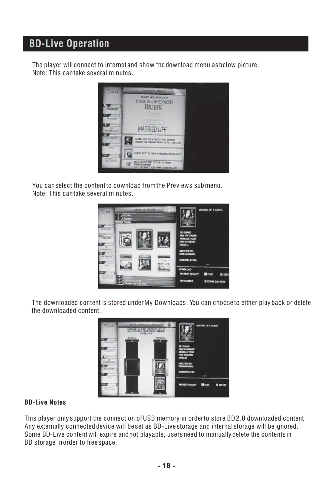 Bush DFTA60BR instruction manual BD-Live Notes 