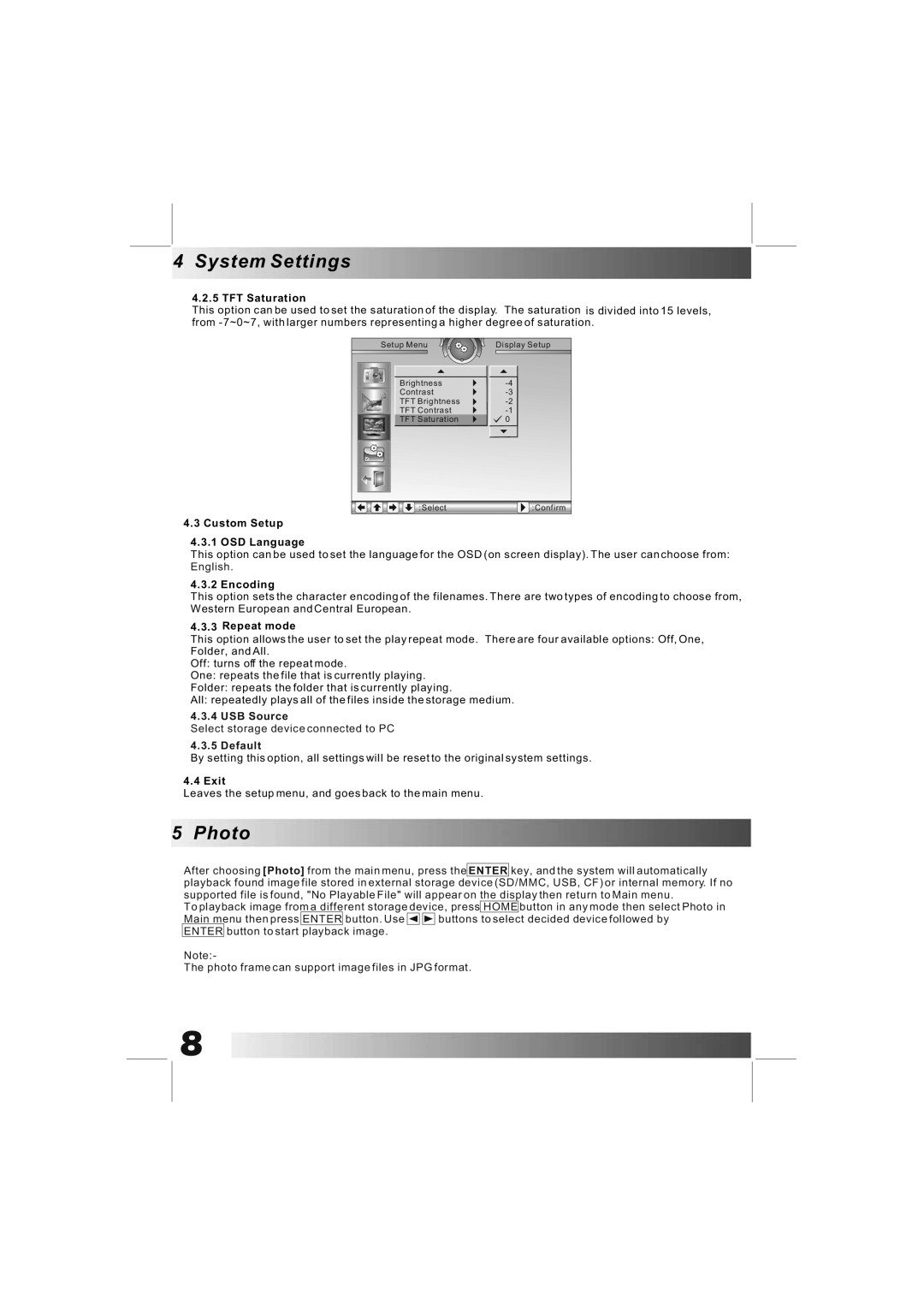 Bush DPF801/DPF1001 manual Photo, USB Source, Default 