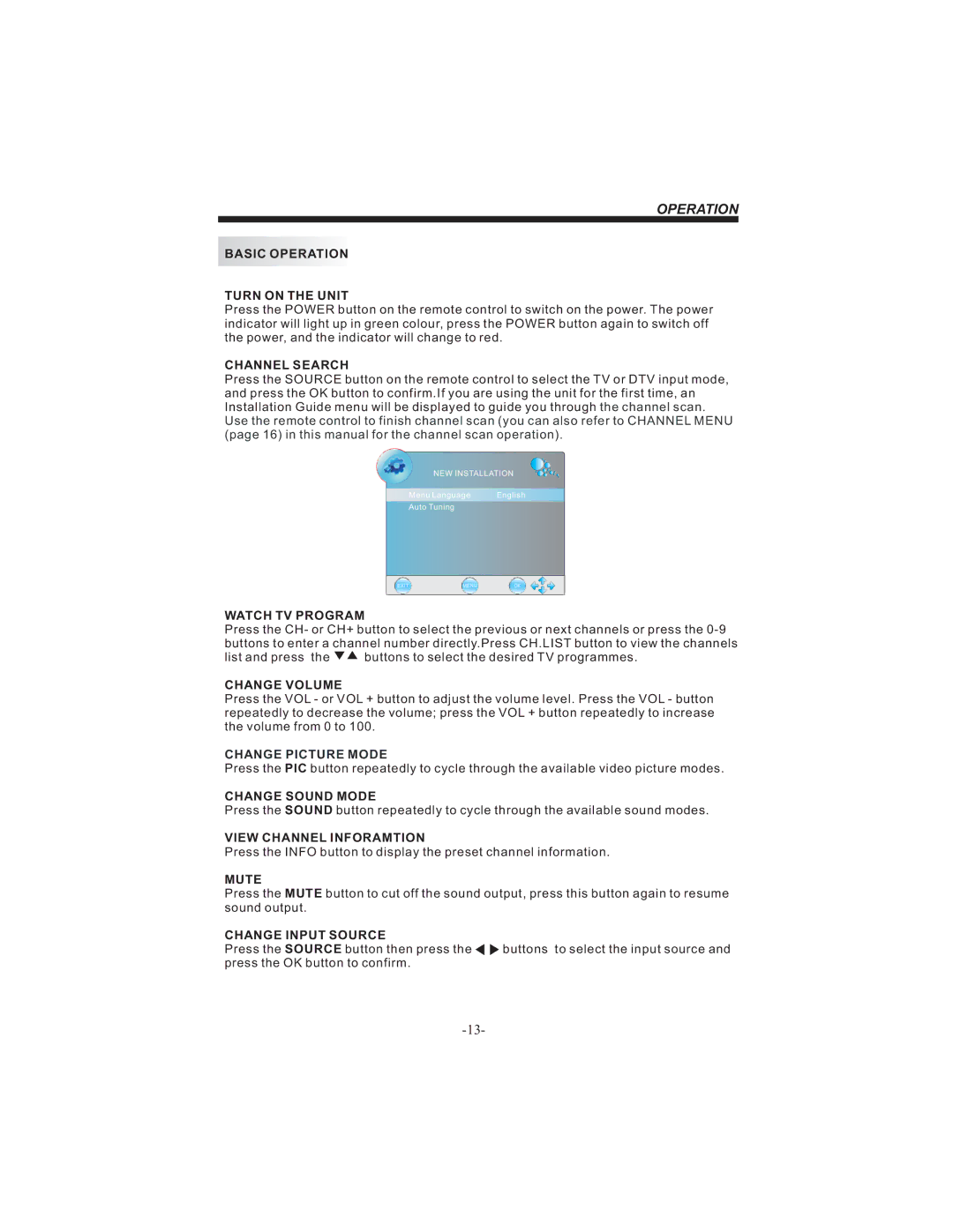 Bush HDHIGH DEFINITION SHEFFIELD IDLCD3205HDVI instruction manual Operation 