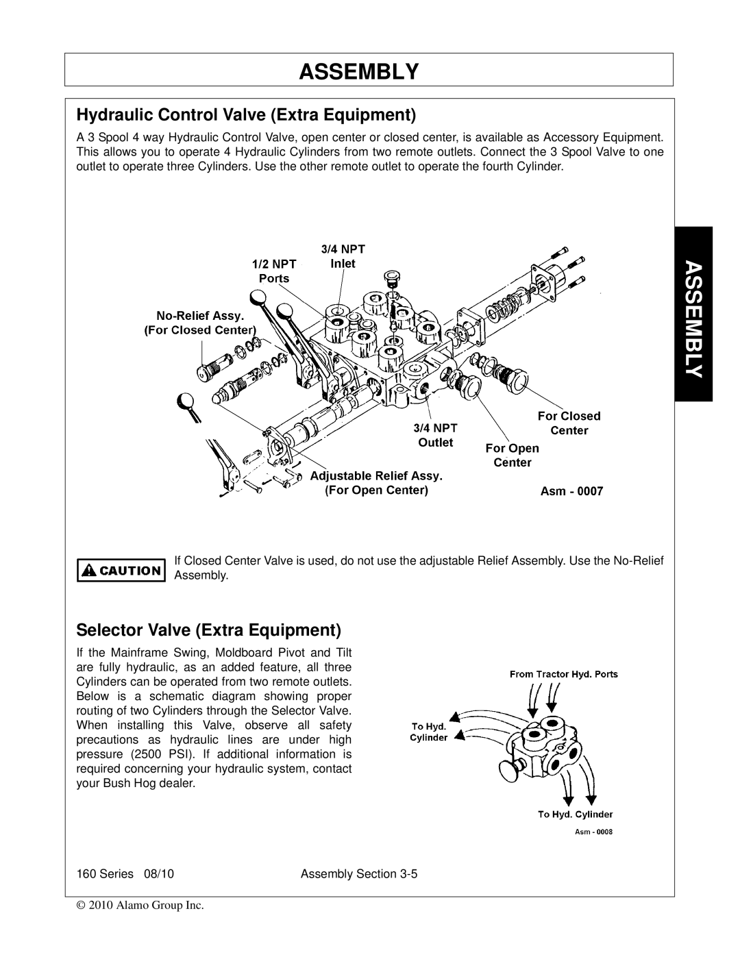 Bush Hog 00786976C manual Hydraulic Control Valve Extra Equipment, Selector Valve Extra Equipment 