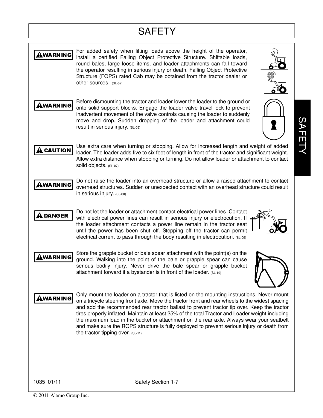 Bush Hog manual 1035 01/11 Safety Section 