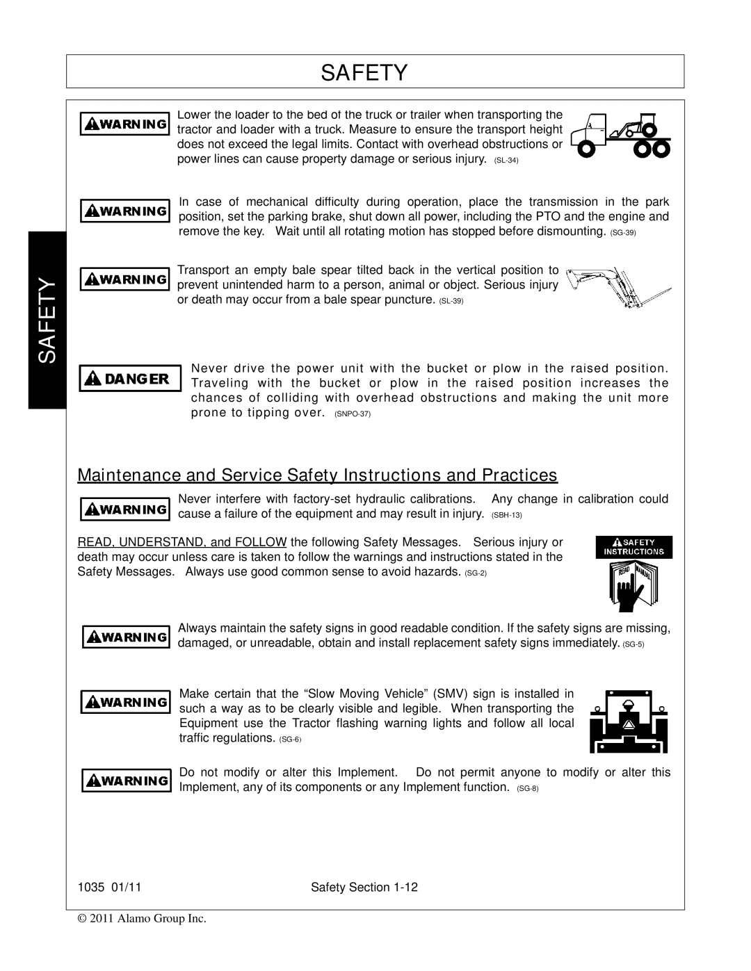 Bush Hog 1035 manual Maintenance and Service Safety Instructions and Practices 