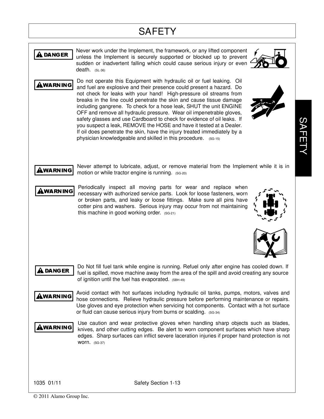 Bush Hog manual 1035 01/11 Safety Section 