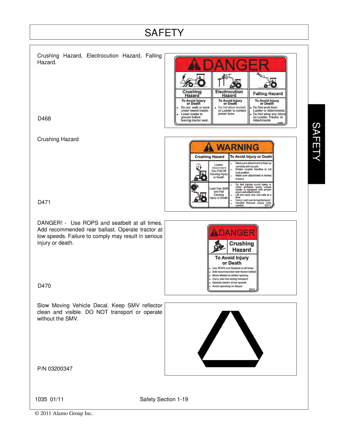 Bush Hog 1035 manual Safety 