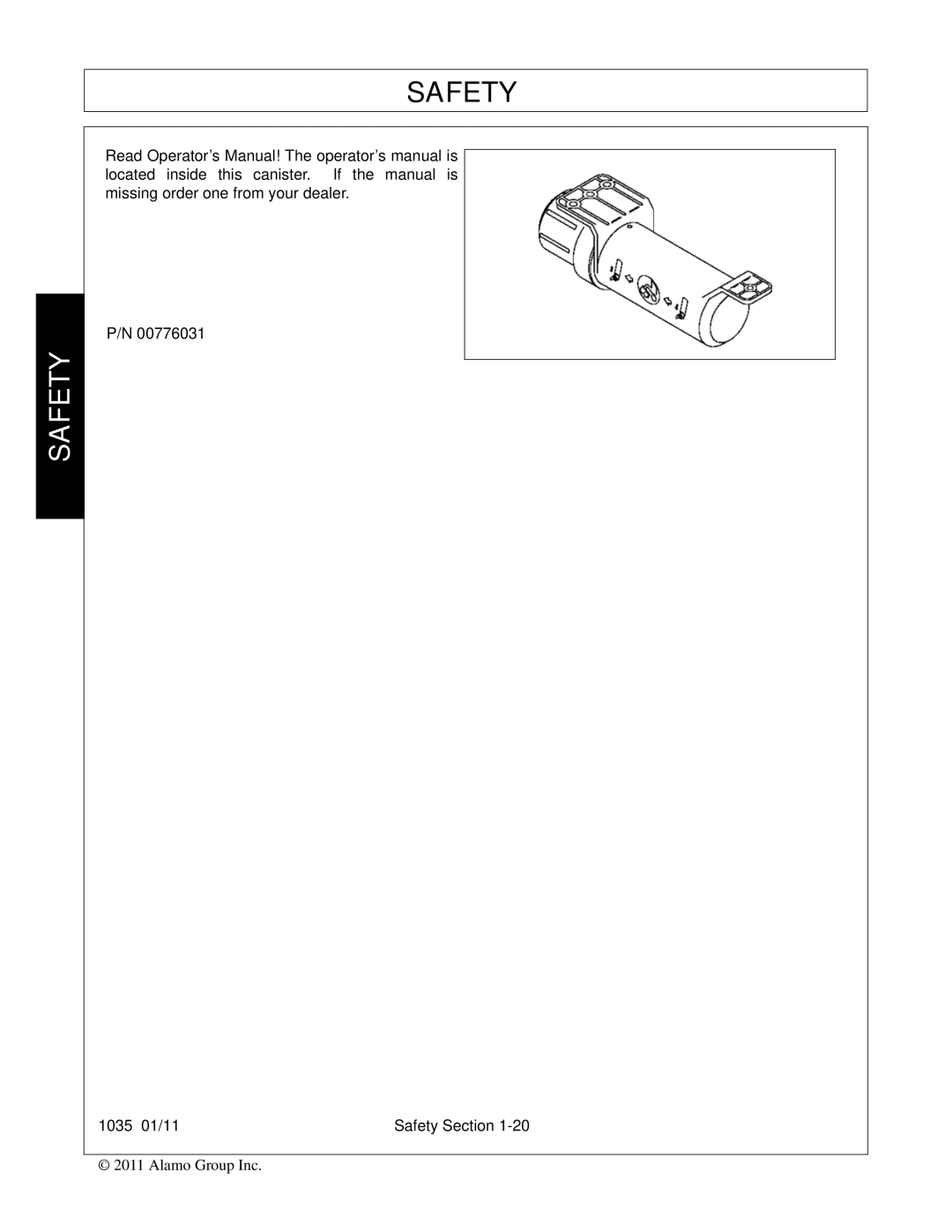 Bush Hog 1035 manual Safety 