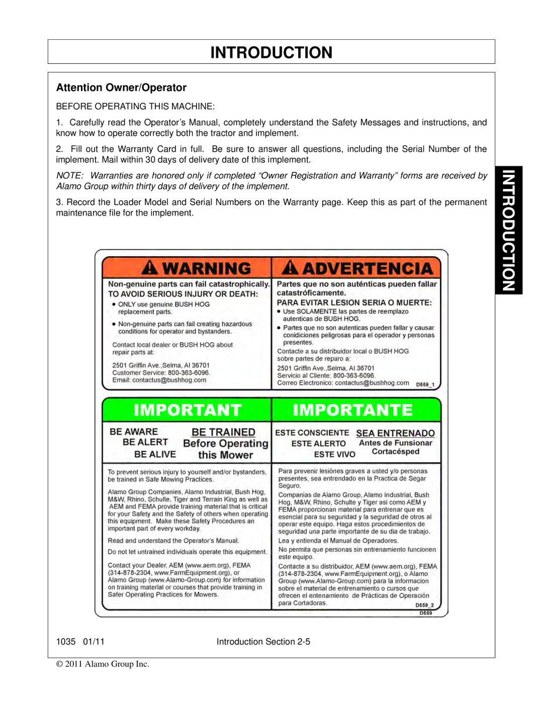 Bush Hog 1035 manual Before Operating this Machine 