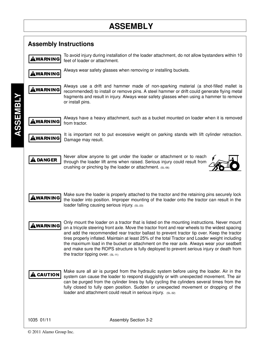 Bush Hog 1035 manual Assembly Instructions 