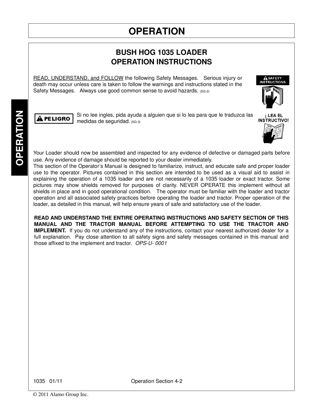 Bush Hog 1035 manual Operation 