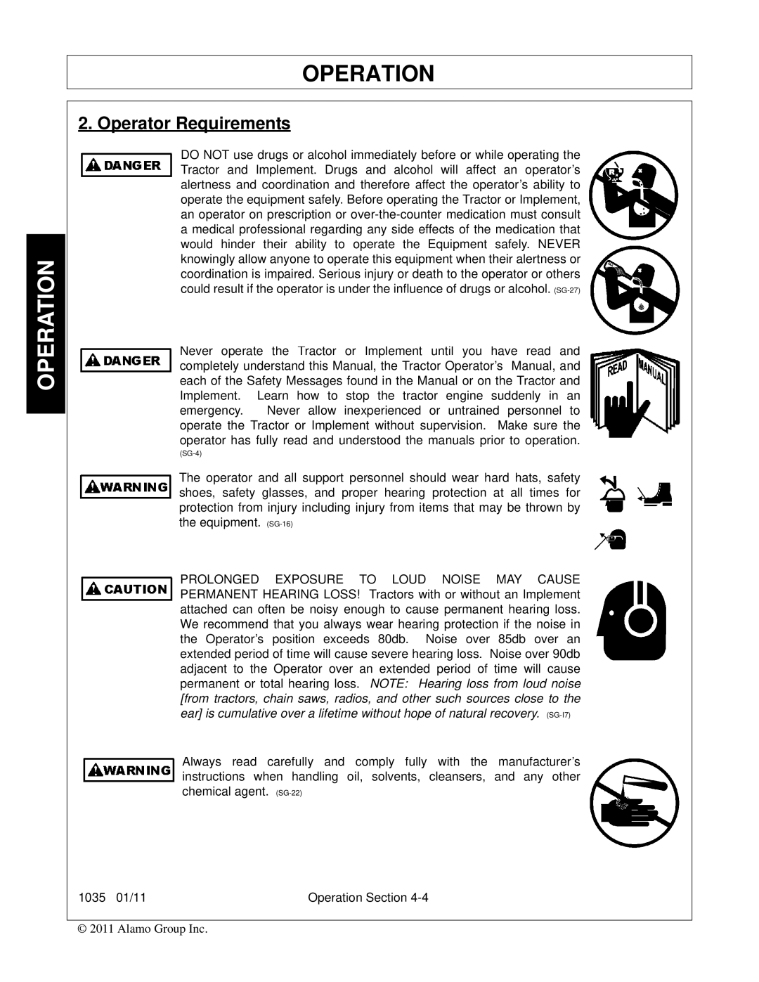 Bush Hog 1035 manual Operator Requirements 