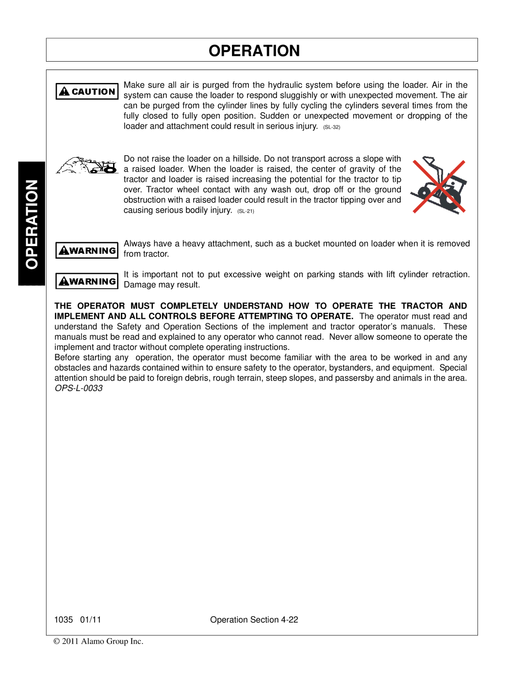 Bush Hog 1035 manual Operation 