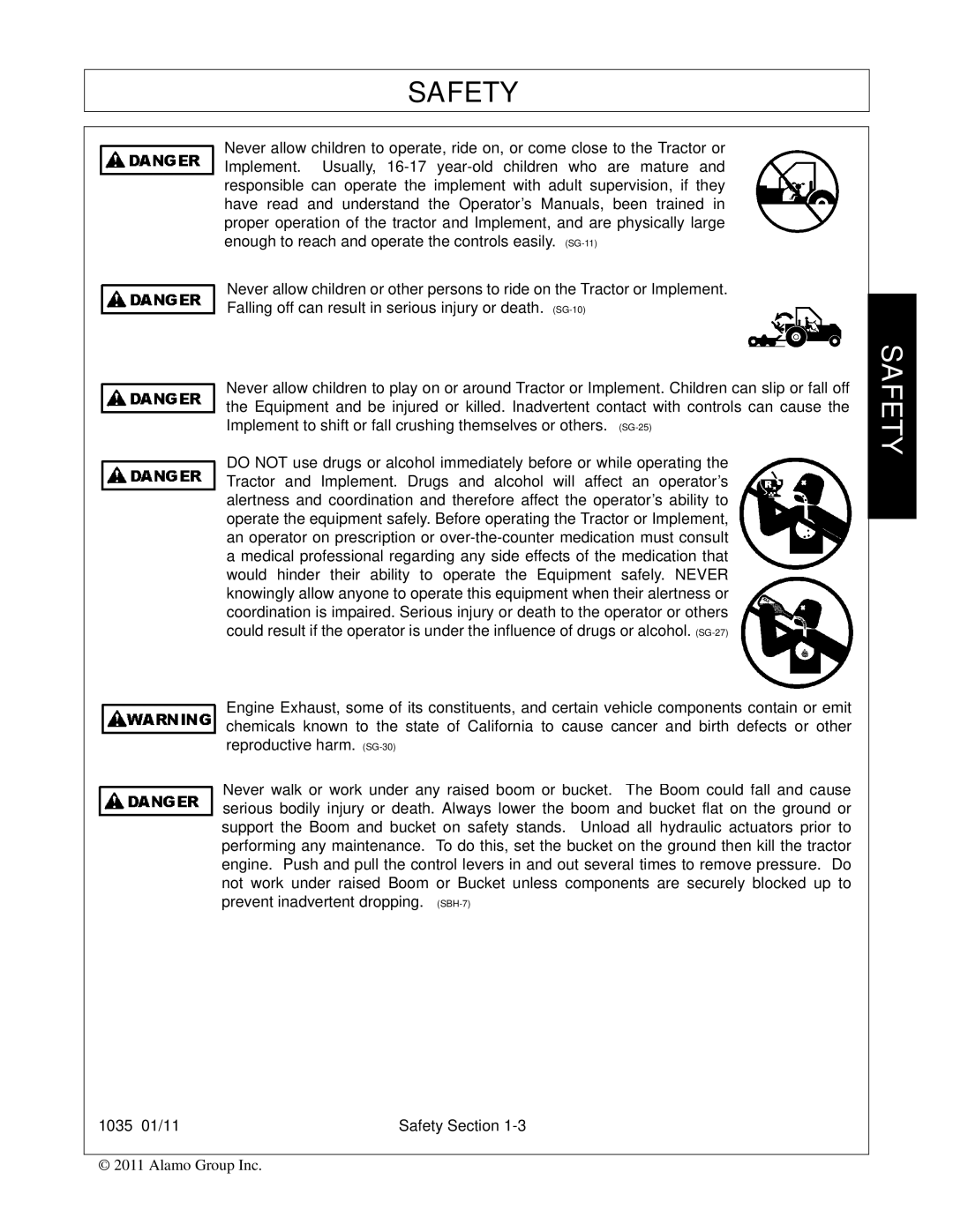 Bush Hog manual 1035 01/11 Safety Section 