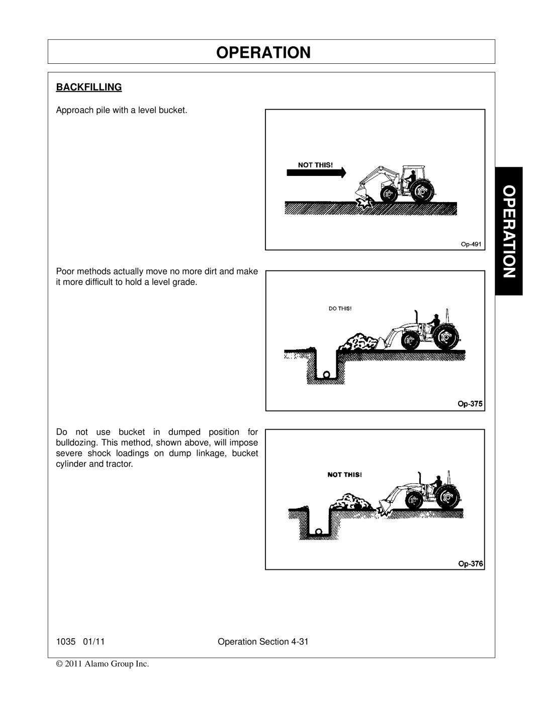 Bush Hog 1035 manual Backfilling 