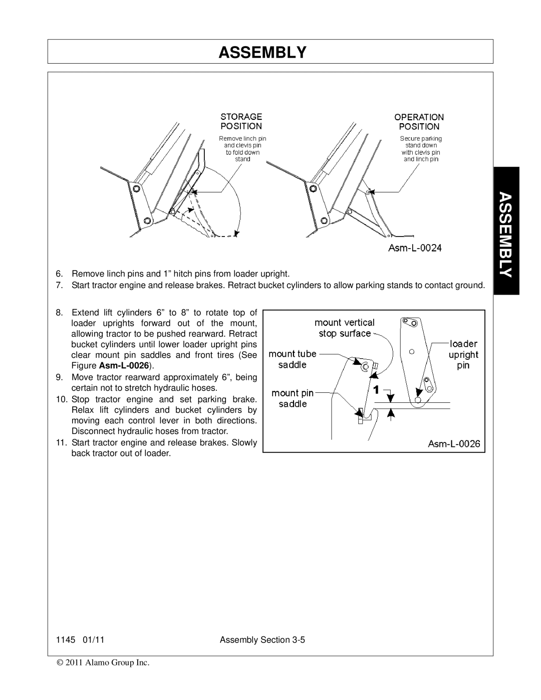 Bush Hog 1145 manual Assembly 