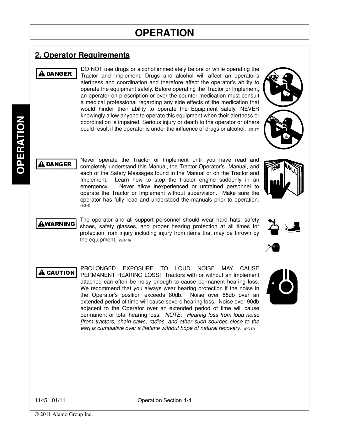 Bush Hog 1145 manual Operator Requirements 