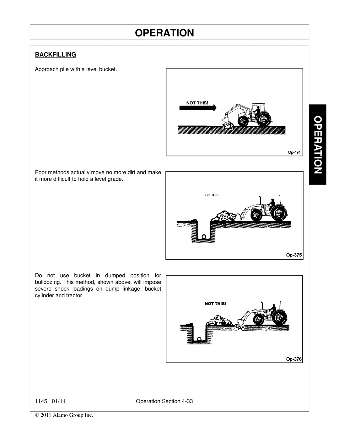 Bush Hog 1145 manual Backfilling 