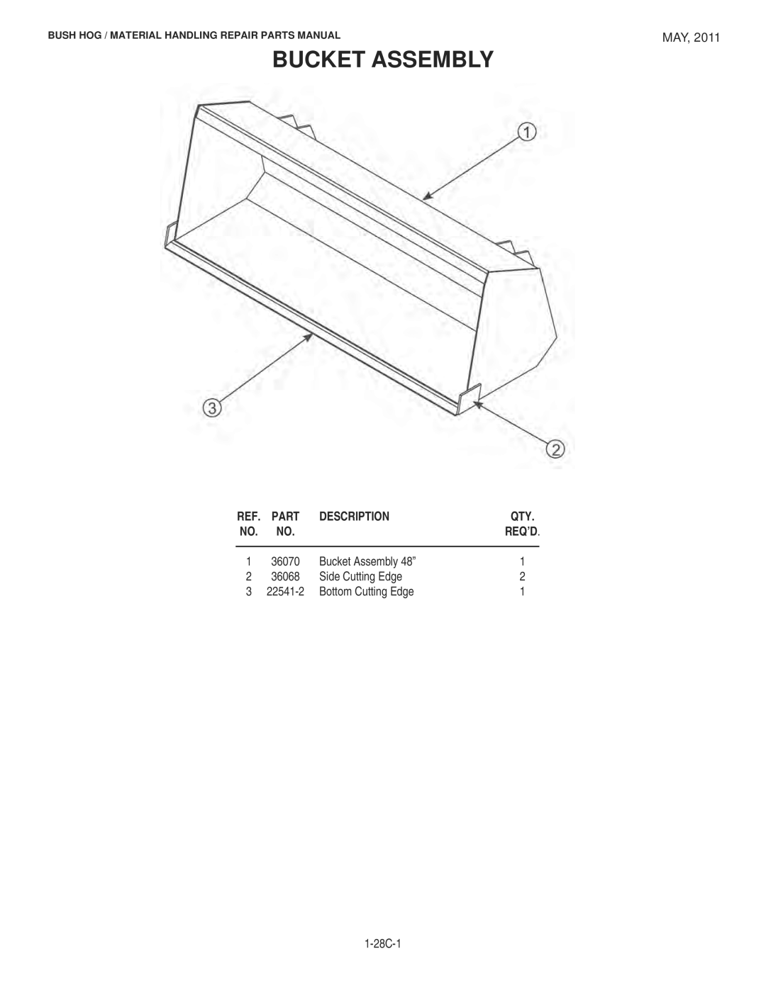 Bush Hog 1747 manual Bucket Assembly 