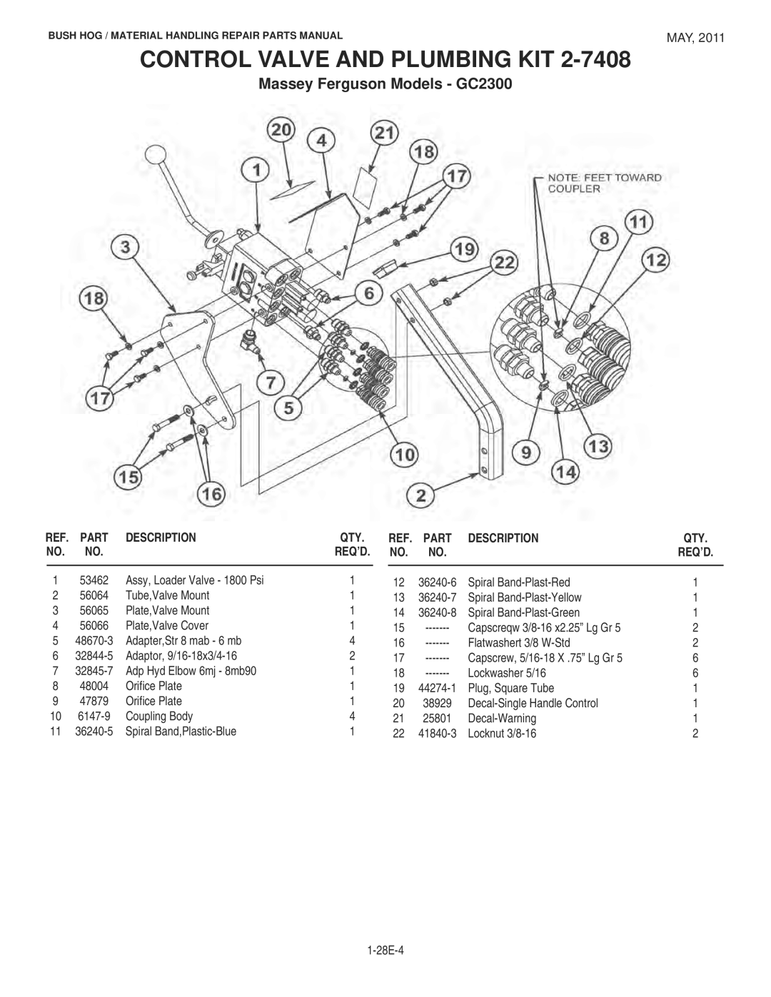 Bush Hog 1747 manual Assy, Loader Valve 1800 Psi 