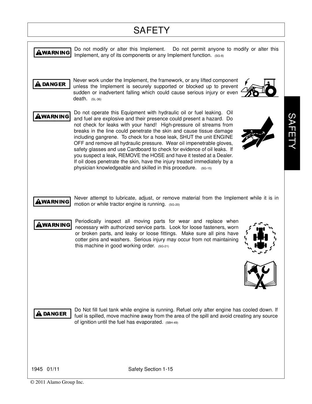 Bush Hog manual 1945 01/11 Safety Section 