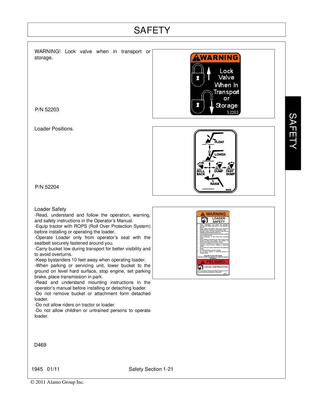 Bush Hog manual D469 1945 01/11 Safety Section 